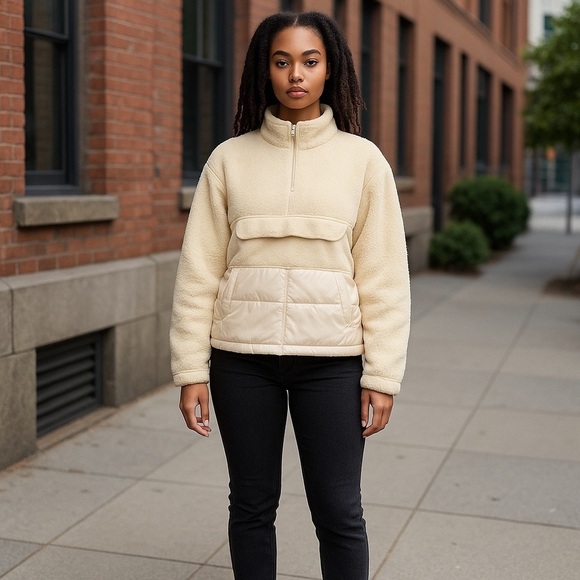 Fabletics Nelly Mixed Media Half Zip Pullover Jacket Size Large NWOT - Picture 1 of 6